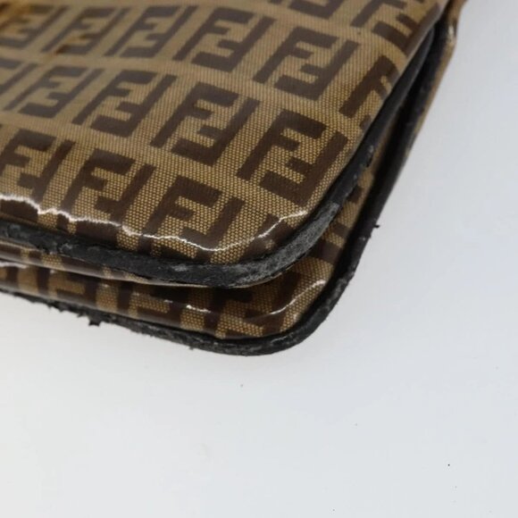 FENDI Zucchino Canvas Mamma Baguette Shoulder Bag Enamel Beige Gold Auth 146481 - Picture 5 of 16